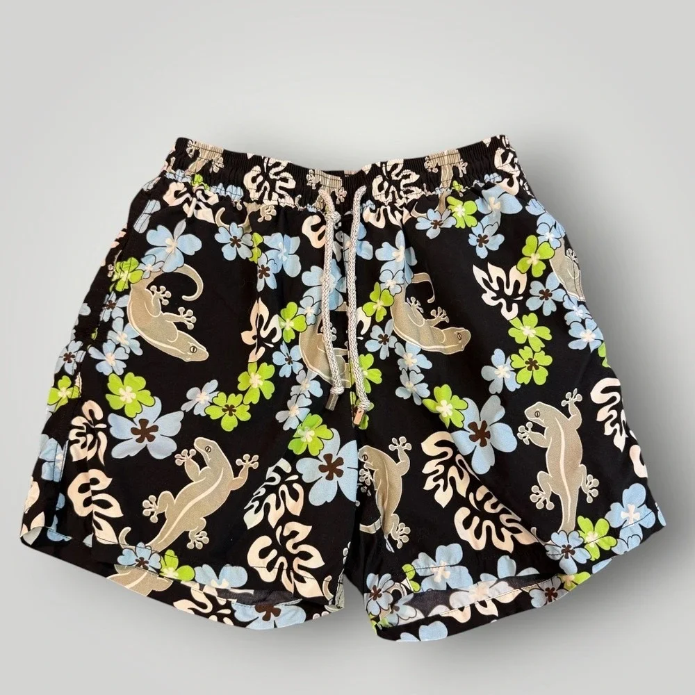 Vilebrequin Boys Swim Trunks Black Gecko Floral Print Size L Kids‎ Shorts